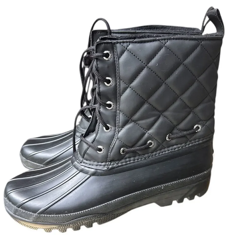 Sperry Quilted Black Waterproof Duck Boots Women’s Size 9